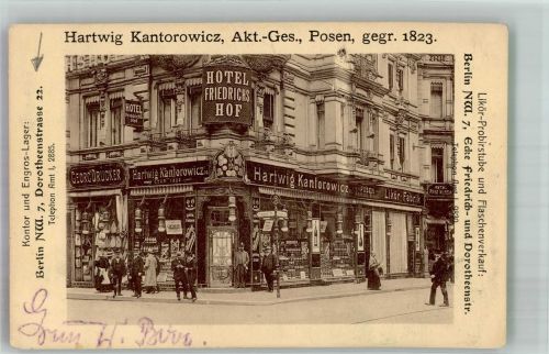 10115 W1000 Charlottenburg 1911 - Hotel Friedrichs-Hof Handlung Likör-Fabrik Hartwig Kantorowicz