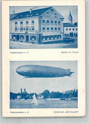 88045 W7990 Friedrichshafen Gebrauchsspuren Gasthaus zur Traube Schloss Bodensee Luftschiff Graf Zeppelin Erh. II-Stauchungen