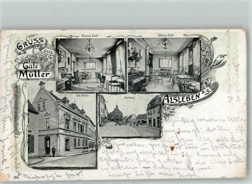 06425 O4342 Alsleben Gebrauchsspuren Cafe Müller Unterer- und Oberer Caferaum Klavier Marktplatz