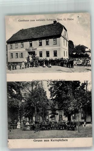 99084 O5101 Kerspleben 1914 Gebrauchsspuren Gasthaus zum weissen Schwan Gartenwirtschaft