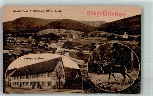 75337 W7546 Enzklösterle Gebrauchsspuren Gasthaus zum Hirsch Röhrender Hirsch