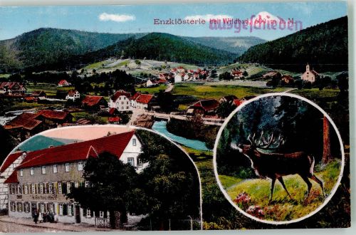75337 W7546 Enzklösterle Gebrauchsspuren Gasthaus zum Hirsch Röhrender Hirsch