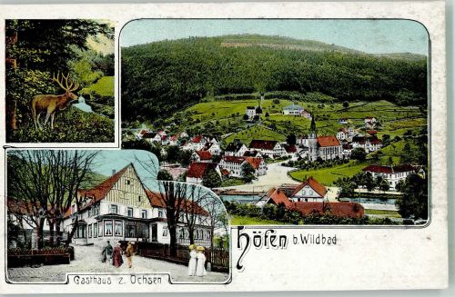 75339 W7545 Höfen an der Enz Gebrauchsspuren Gasthaus zum Ochsen Hirsch