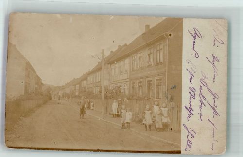 37431 W3422 Bad Lauterberg im Harz 1904 Gebrauchsspuren Dorfstrasse Wohnhäuser Kinder Privatfoto AK