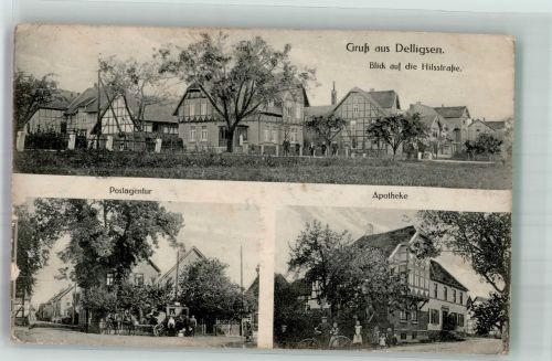 31073 W3223 Delligsen 1916 Gebrauchsspuren Hilsstrasse Postagentur Apotheke Bahnpost Hannover-Kassel Zug 771