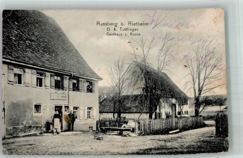 78604 W7207 Rußberg , Kr Tuttlingen 1911 Gebrauchsspuren Gasthaus zur Krone Wassertränke Bollerwagen