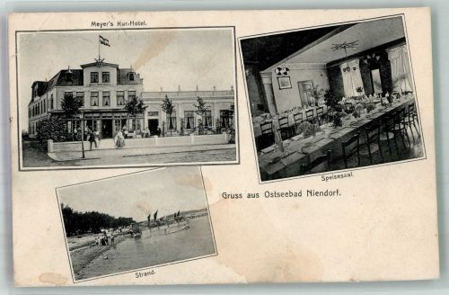 23669 W2408 Niendorf , Ostsee 1906 Gebrauchsspuren Kurhotel Meyer Speisesaal Strand
