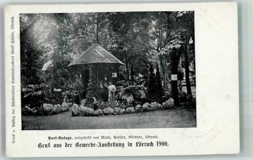 W7850 Lörrach Gewerbe-Ausstellung 1900 Parkanlage Pavillon Foto AK Gewerbeausstellung 1900 Gebrauchsspuren