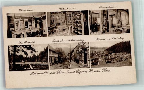 38667 W3396 Altenau , Harz Gebrauchsspuren Friseur-Salon Ernst Figura Herren-Salon Verkaufsraum Damen-Salon Oker-Badeteich Breitestrasse