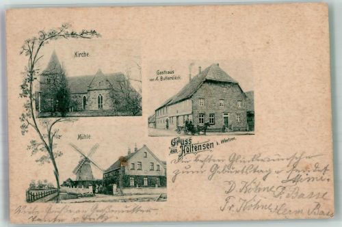 30974 W3001 Holtensen bei Weetzen 1901 Gebrauchsspuren Kirche Mühle Gasthaus Bullerdieck