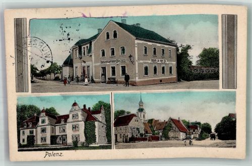 04821 O7251 Polenz b Wurzen Gebrauchsspuren Dorfstrasse Gasthaus zum heieren Blick Stauchung