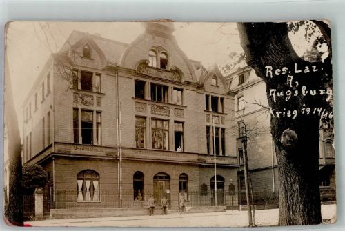86150 W8900 Augsburg , Bay 1916 Privatfoto AK Vereinshaus Turnverein Augsburg Turnhalle Reservelazarett Feldpost