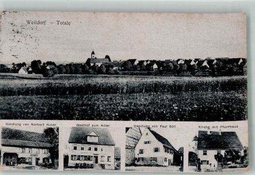 72401 W7452 Weildorf , Kr Hechingen - Handlung Huber Gasthaus zum Adler Handlung Söll Pfarrhaus