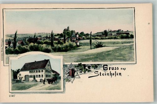72379 W7451 Steinhofen Lithographie / Künstlerkarte Gasthaus-Brauerei zur Sonne signiert