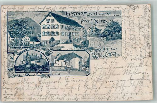 72393 W7453 Killer 1899 - Gasthaus zum Lamm Postkutsche Burg Hohenzollern Dorfkirche