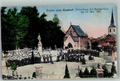 52477 W5110 Alsdorf , Rheinl 1910 - Einweihung der Mariensäule 21. Mai 1905 Kirche