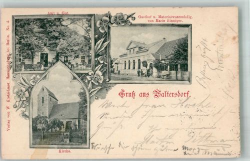 01814 O8321 Waltersdorf, Sächs Schweiz 1898 - Amt Gut Gasthaus Hinninger Dorfkirche