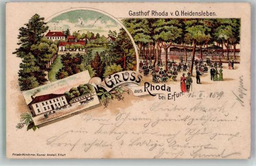 99084 O5101 Möbisburg-Rhoda 1899 Lithographie Gasthaus Rhoda Gartenwirtschaft