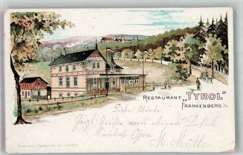09669 O9262 Frankenberg , Sachs 1900 Lithographie Gasthaus Tyrol