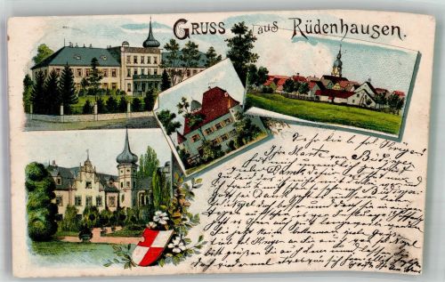 97355 W8711 Rüdenhausen 1901 Lithographie Schloss Rüdenhausen Wappen