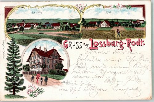 72290 W7298 Rodt 1901 Lithographie Bruderhaus Lossburg Rodt Bauer beim Sensen