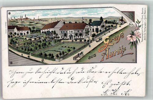 02625 O8601 Auritz 1901 Lithographie Gasthaus zu Auritz