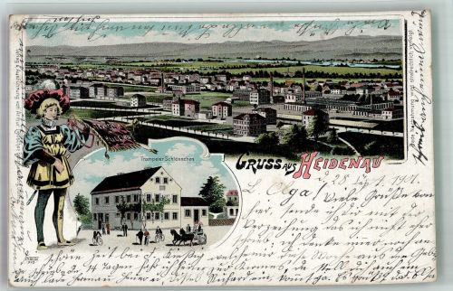 01809 O8312 Heidenau , Sachs 1901 Lithographie Trompeter von Heidenau Trompeter Schlösschen