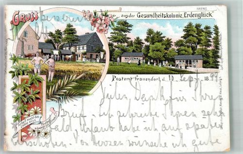 04654 O7241 Frauendorf b Geithain 1899 Lithographie Gesundheitskolonie Erdenglück