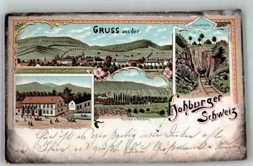 04808 O7251 Hohburg b Wurzen 1902 Lithographie Steinbruch Gasthaus Baum