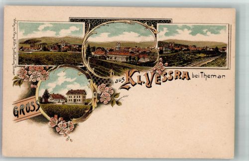 98660 O6115 Themar Lithographie Klein Veßra Kloster Veßra Klosterkirche St. Marien