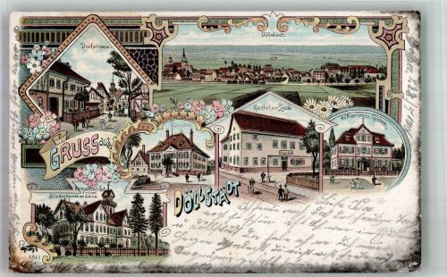 99326 O5211 Döllstedt 1901 Lithographie Dorfsttrasse Gasthaus zur Linde Hermann'sches Gut Küttner'sches Gütchen