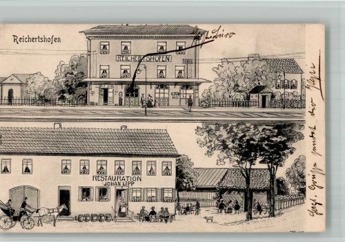 85084 W8077 Reichertshofen , Oberbay BOAKC Bahnhof Gasthaus Lipp Zeichnung