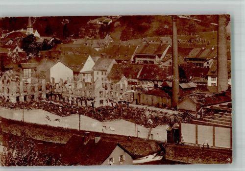 79669 W7863 Zell im Wiesental 1909 BOAKC Zerstörte Häuser und zerstörte Fabrik Privatfoto AK Ort handschriftlich Bahnpost Basel-Zell Zug 1727