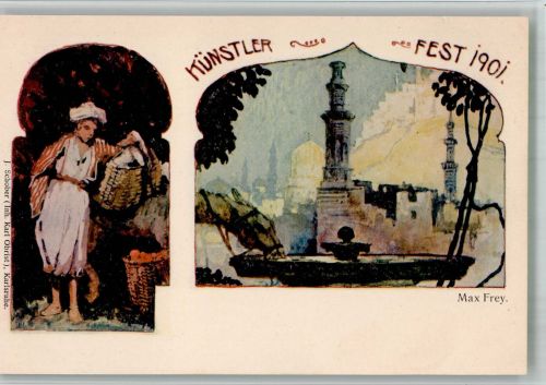 W7500 Karlsruhe , Baden Künstlerfest 1901 sign. Max Frey Karlsruher Künstlerbund BOAKC