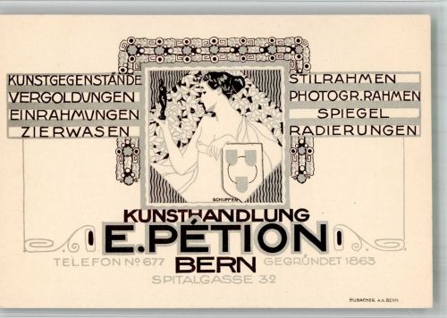 Bern Berne Kunsthandlung Petion sign. Schuppen Jugendstil Kunstgeschichte BOAKC
