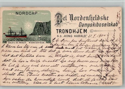 Trondheim Trondhjem Mittsommer Nordcap Det Nordenfjeldske Dampskibsselskab Expedition Nordpol 1900 BOAKC