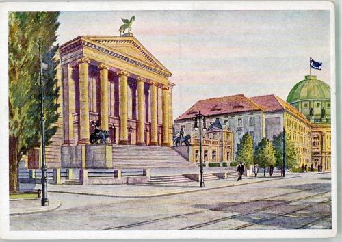 Posen Poznan Theater Verlag Hoffmann, Heinrich Pos. 123 Stadt mit Hakenkreuz Künstlerkarte
