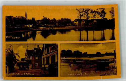 W7587 Greffern , Baden Panorama des Ortes mit Schule Rathaus und Rheinbrücke Verlag Kurt Görtz 1849 Stadt mit Hakenkreuz Foto AK