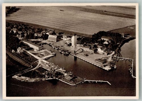 23769 W2448 Burg auf Fehmarn Foto AK Hafen Burgstaaken Fliegeraufnahme