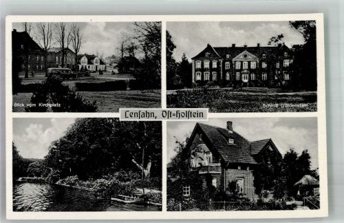 23738 W2432 Lensahn Foto AK Auto Schloss Güldenstein Kirchplatz