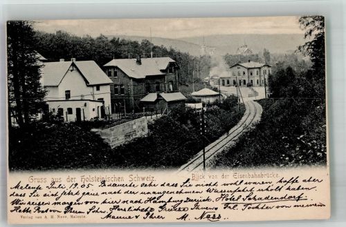 23714 W2427 Malente 1905 Foto AK Bahnhof Ort handschriftlich