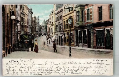 23552 W2400 Lübeck 1905 Foto AK Geschäft Breitestrasse