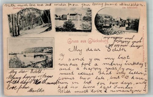24960 W2392 Glücksburg Ostsee 1899 Foto AK Schloss Quellental Strand Hotel