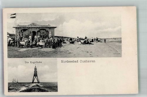 27472 W2190 Cuxhaven 1907 Foto AK Kugelbake Gasthaus Strandhalle