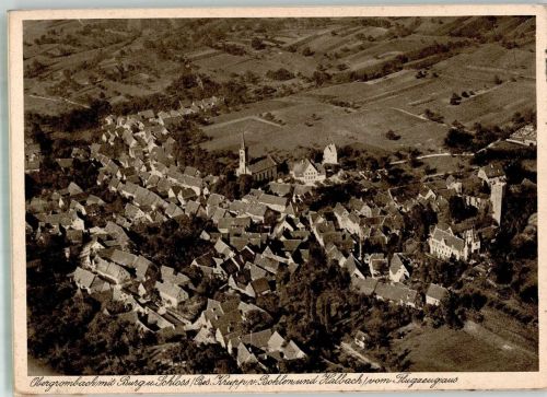 76646 W7520 Obergrombach 1933 FOTO KEINE AK Fliegeraufnahme Originale aufmontierte Verlagsmusterkarte