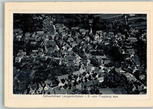 76669 W7525 Langenbrücken 1935 FOTO KEINE AK Fliegeraufnahme Originale aufmontierte Verlagsmusterkarte