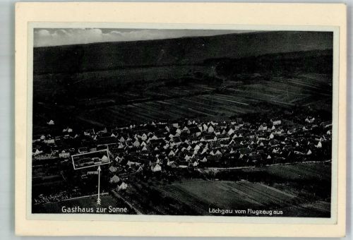 74369 W7121 Löchgau 1935 FOTO KEINE AK Fliegeraufnahme Gasthaus zur Sonne Originale aufmontierte Verlagsmusterkarte