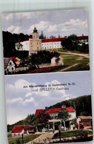 2770 Gutenstein Foto AK Kirche Gasthaus Am Mariahilferberg
