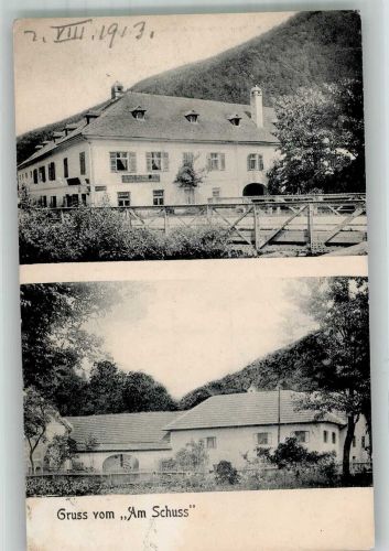 3650 Pöggstall 1913 Foto AK Gruss vom Am Schuss Ort lt. Fotograf
