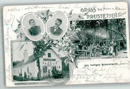 2721 Dreistetten 1900 Foto AK Gasthaus Schererwirth